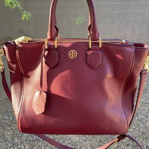 Tory Burch Maroon/Burgundy Leather Satchel